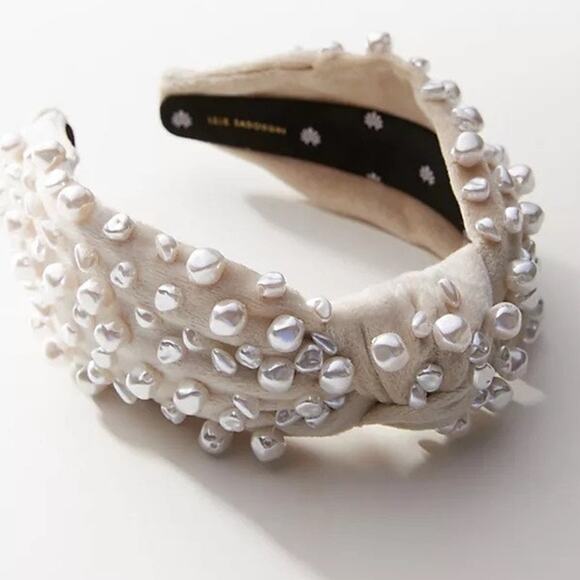NWT! Lele Sadoughi Pearl Embellished Knotted Headband - Ivory main image 6